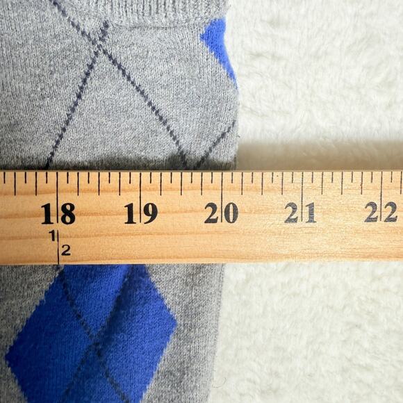 Vtg Chaps Mens Sz Large Sweater Vest Gray Blue Preppy Academia Grandpacore Y2k - Picture 5 of 6